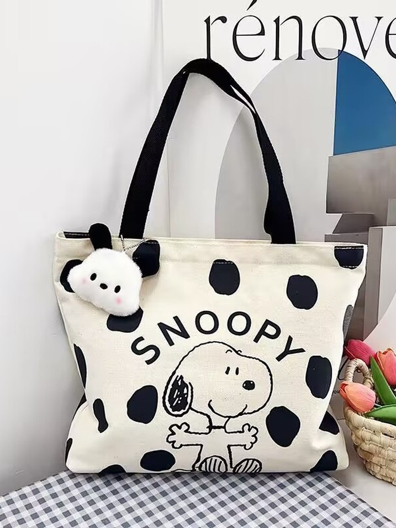 Women Bags Medium Size - Tas Bahu Kanvas Kartun Snoopy untuk