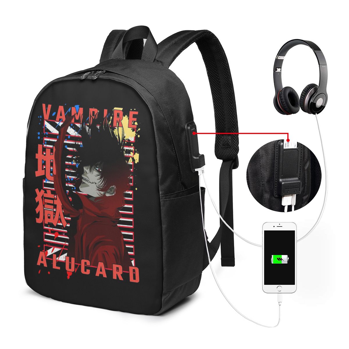 Womens Backpack - Alucard Hellsing Manga Backpack Tas Notebook