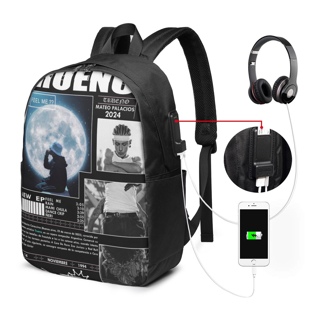 Womens Backpack - Tas Ransel Hip Hop Rapper Trueno