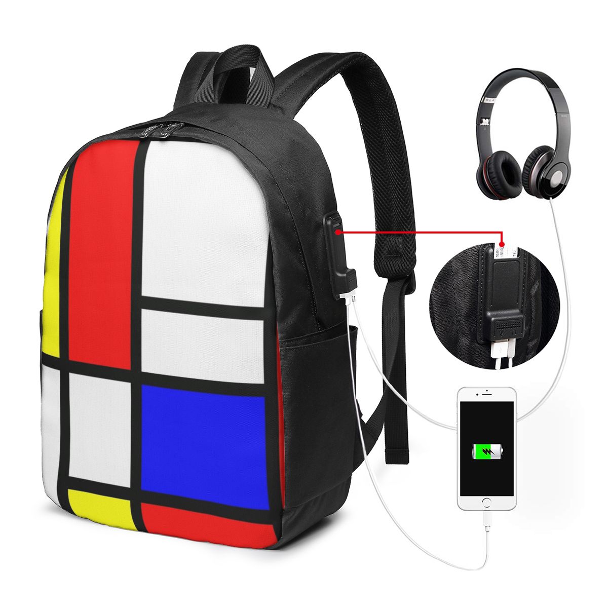 Piet Mondrian Composition Back - Womens Backpack ulasan dan harga
