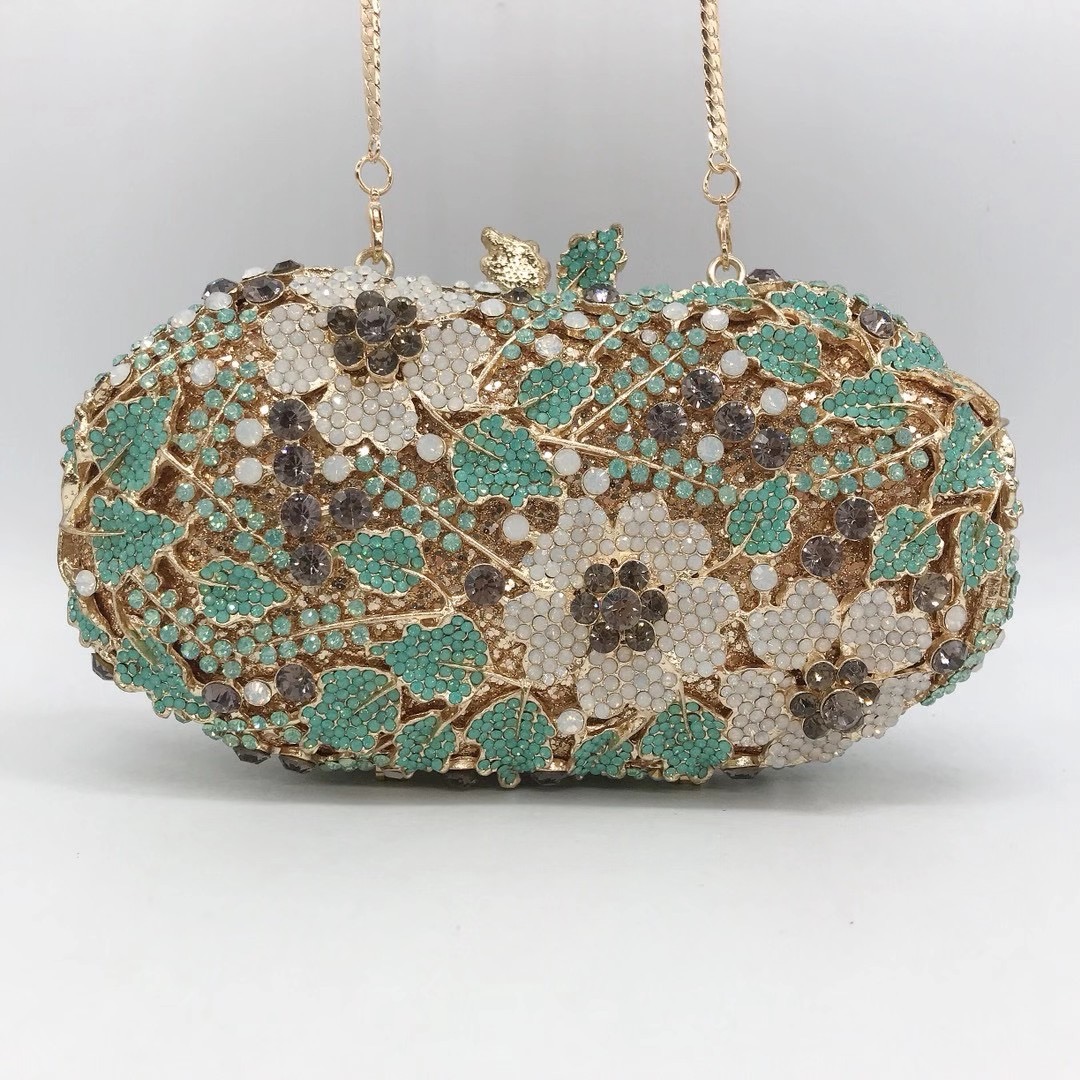 Dompet Malam Clutch Kristal Hi - Women Bags Green ulasan dan harga
